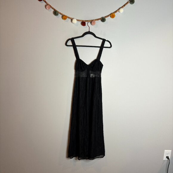 NWT Danielle Bernstein Womens Lace Sheer Midi Dress - Picture 2 of 6